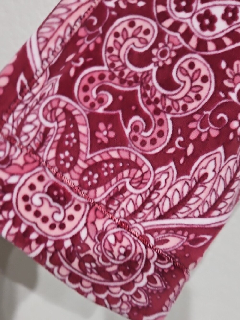 Miss Elaine | Women's Burgundy Pink Paisley Plush Zip-Front Loungewear Robe Sz L - Picture 3 of 7